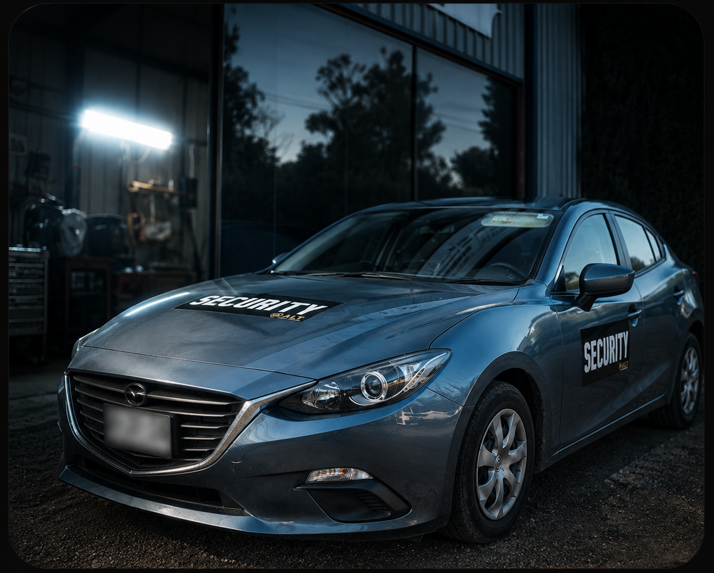 Patrol vehicle at night